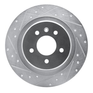 Buick Envision Brake Rotor (1) - Rear Left - R1 Concepts - Drilled & Slotted - Silver - `16-`18